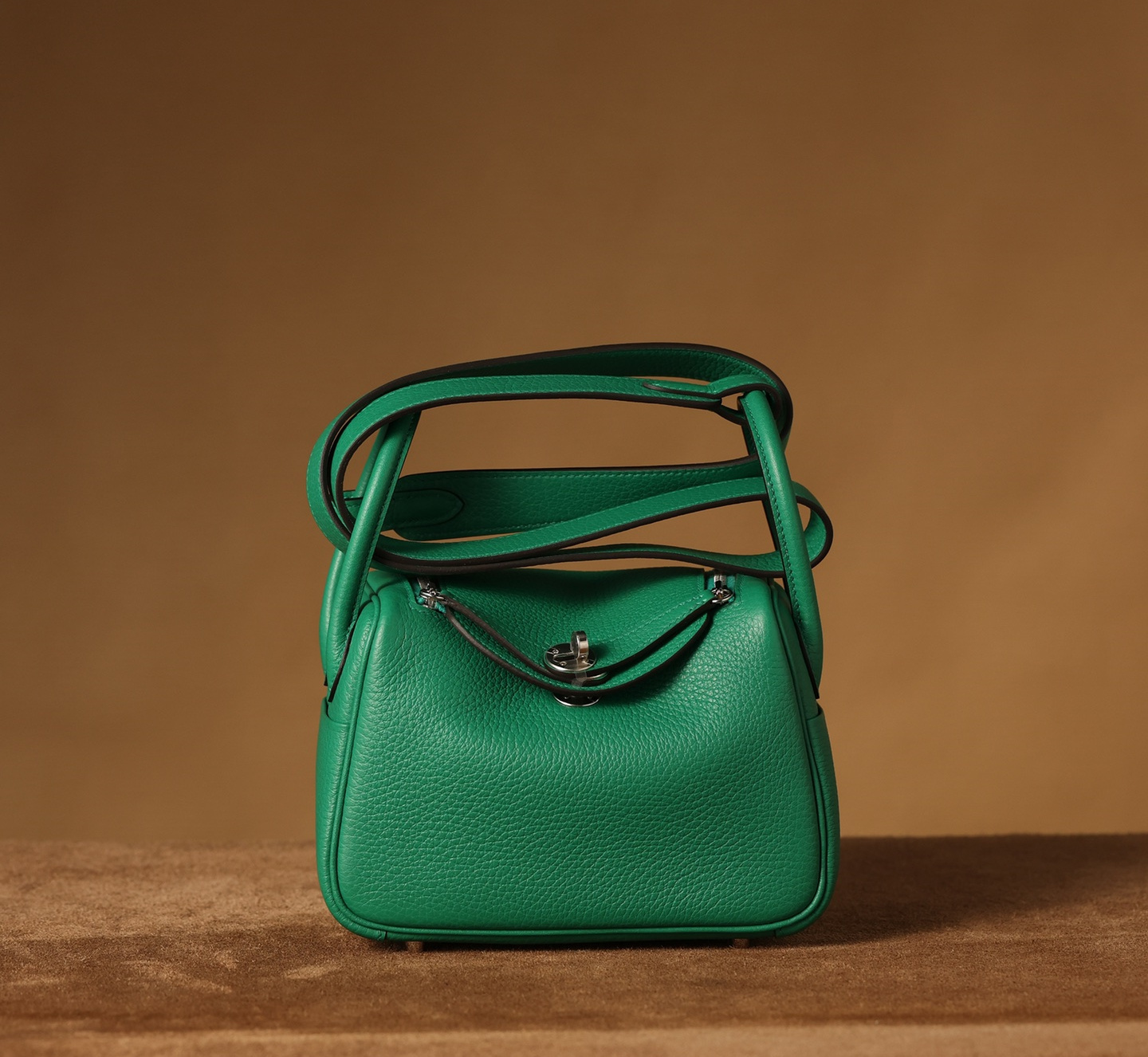 復刻Hermes Lindy mini 祖母綠銀扣