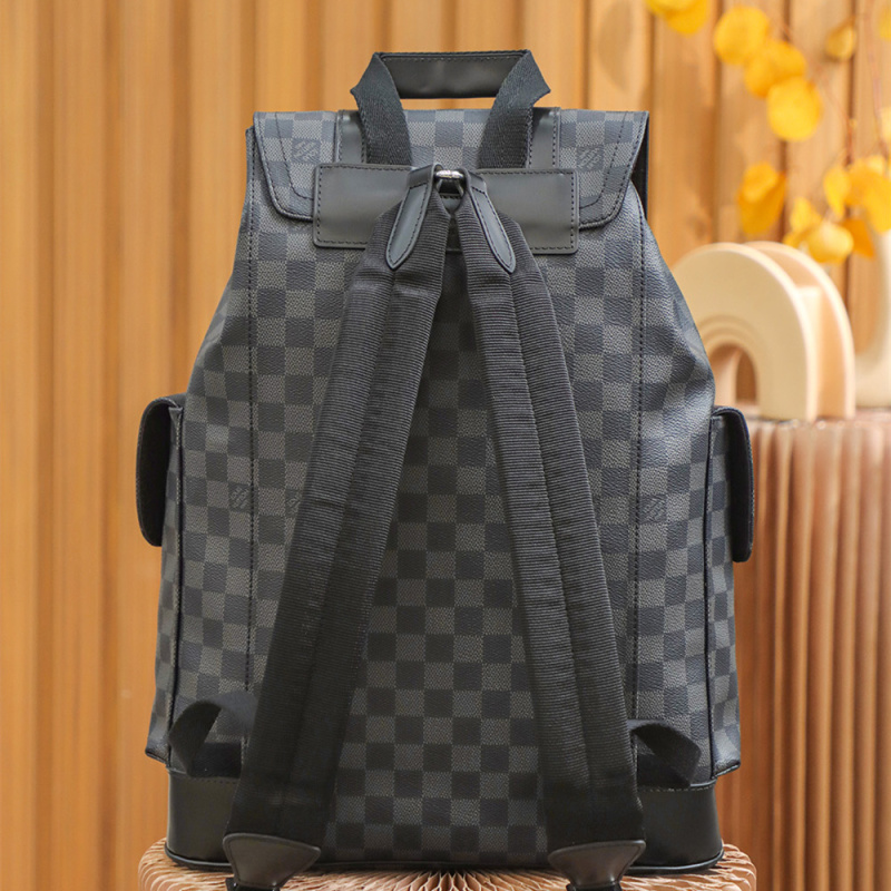 原單LV旅行袋雙肩包Christopher系列棋盤格免檢版