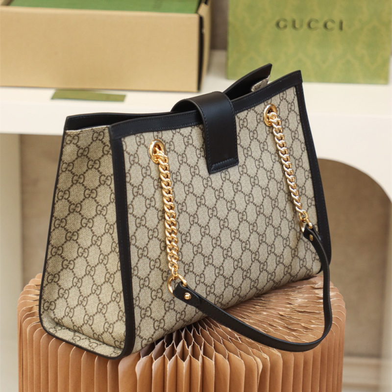 原單Gucci古馳購物袋Padlock系列牛仔黑中號免檢版