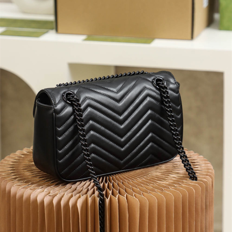 高仿Gucci女款Marmont包包系列樹脂黑中號免檢版
