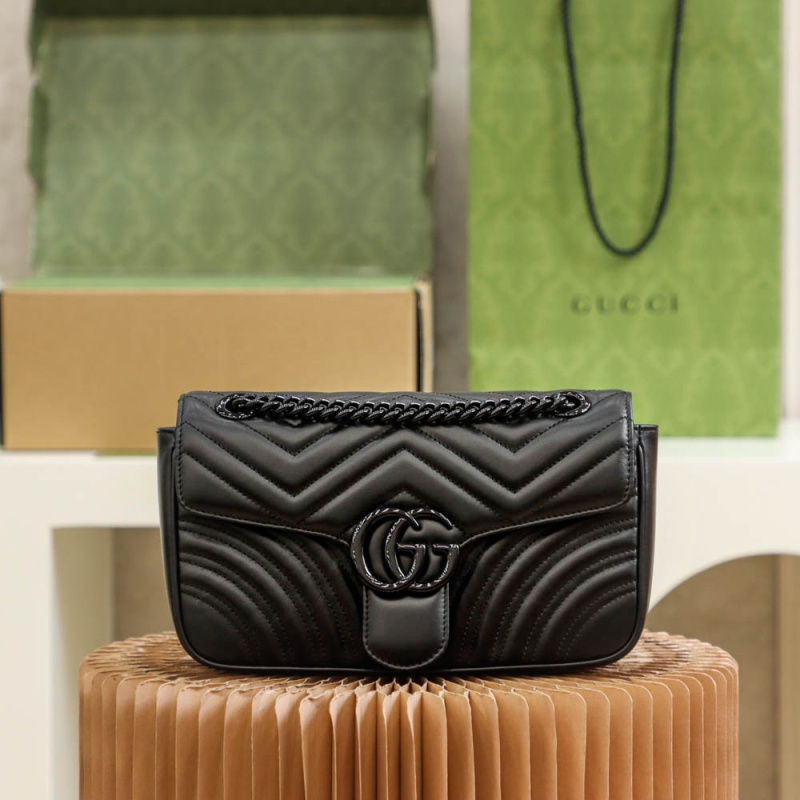 高仿Gucci女款Marmont包包系列樹脂黑中號免檢版