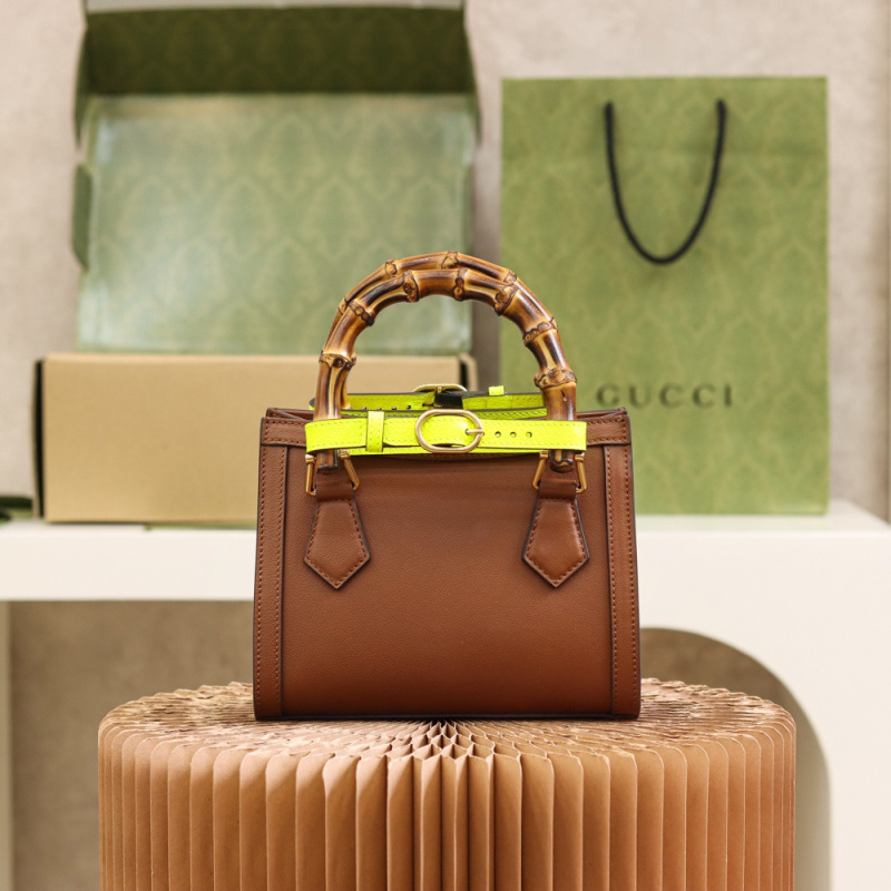 香港Gucci高仿包包黛安娜同款竹節包棕色免檢版
