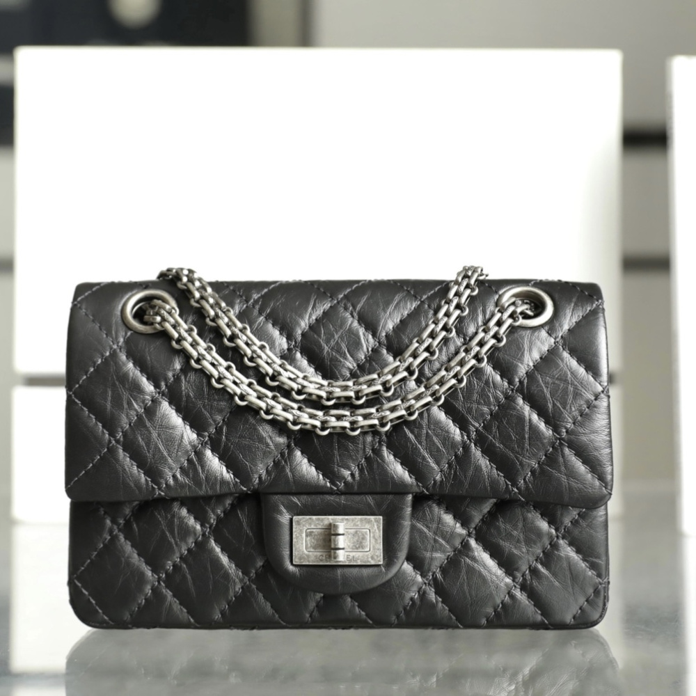 香港復刻Chanel2.55系列口蓋包復古銀Mini免檢版