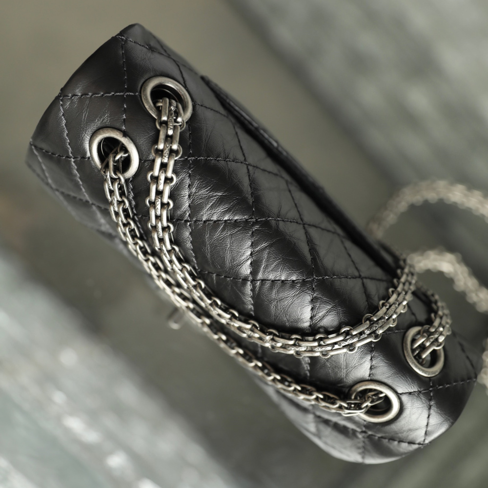 香港復刻Chanel2.55系列口蓋包復古銀Mini免檢版