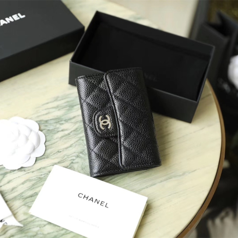 頂級復刻Chanel長夾魚子醬牛皮銀扣中號免檢版