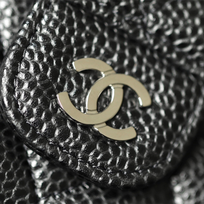 香港原單Chanel短夾錢夾黑色銀扣免檢版