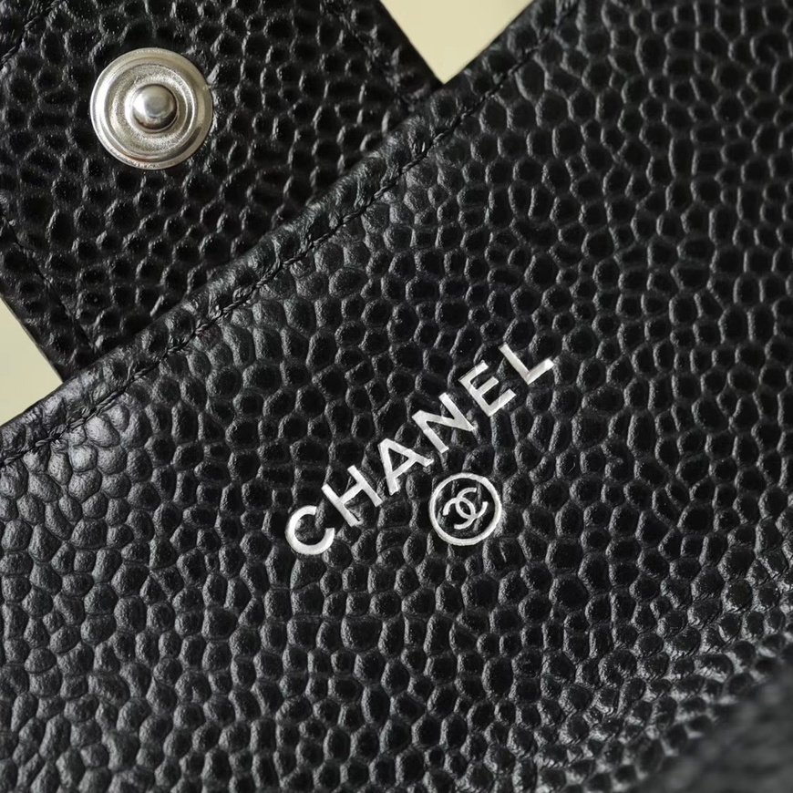 頂級復刻Chanel長夾魚子醬牛皮銀扣中號免檢版
