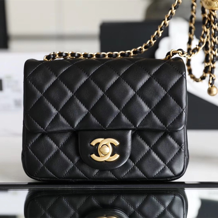Chanel 小金球 Mini 黑金 可調節鏈帶