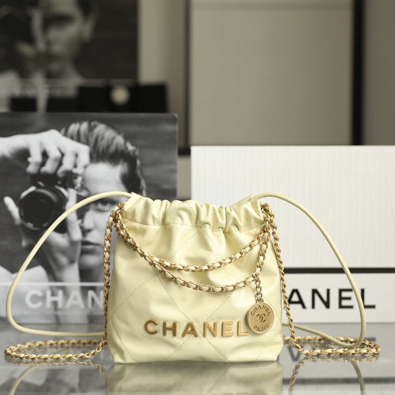 香港全鋼Chanel迷你沙灘袋暖黃色免檢版