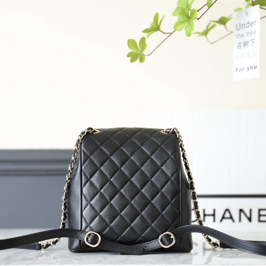 高仿Chanel雙肩背包青蛙黑色23A大號免檢版