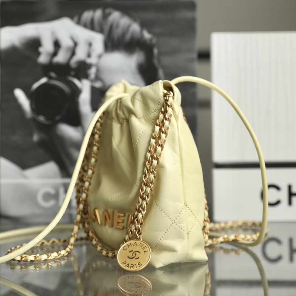 香港全鋼Chanel迷你沙灘袋暖黃色免檢版