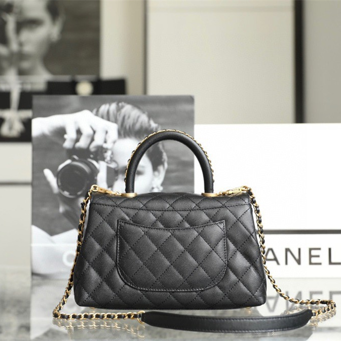 香港獨家高仿Chanel手提單肩包23P黑金免檢版
