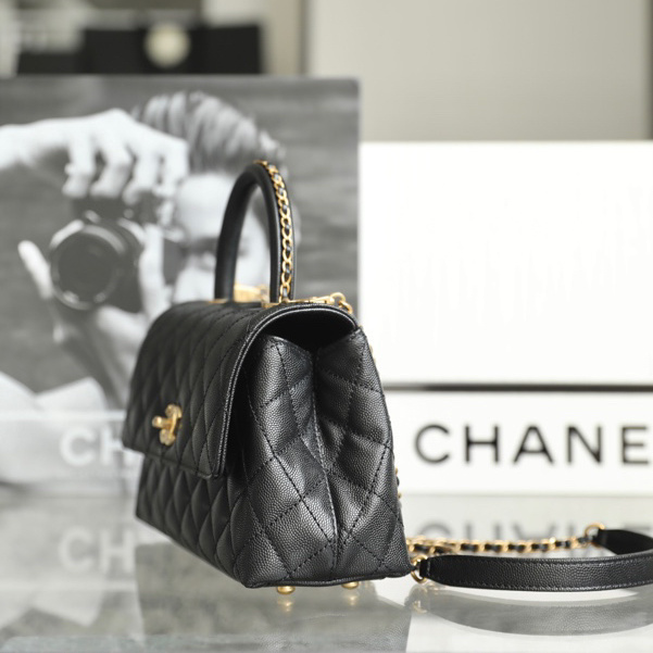 香港獨家高仿Chanel手提單肩包23P黑金免檢版