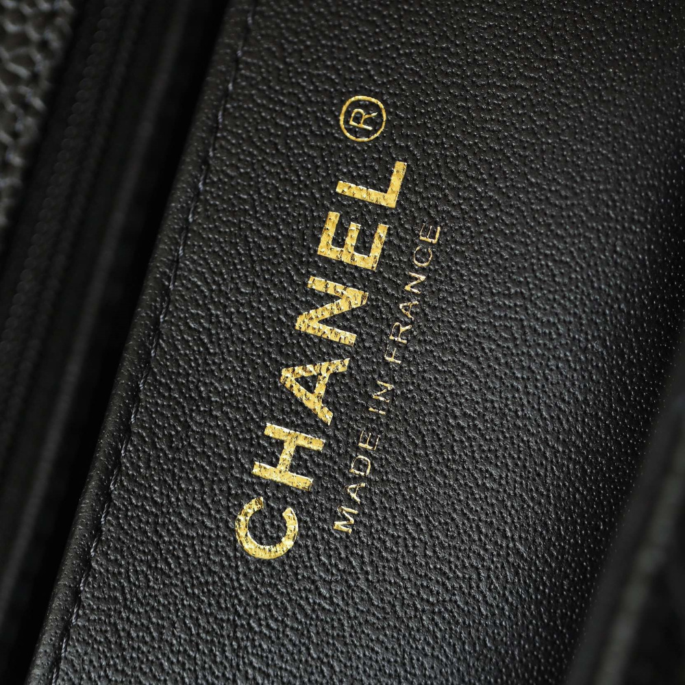 香港A貨Chanel魚子醬口蓋包方胖子黑金免檢版