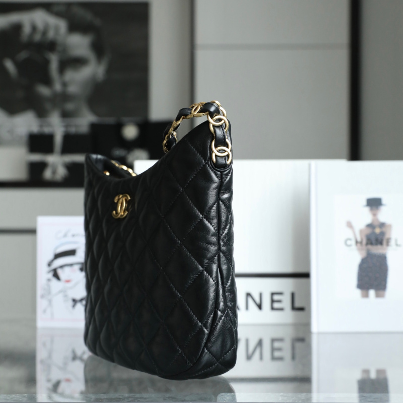 原單Chanel單肩包麻將包Hobo系列黑金大號免檢版