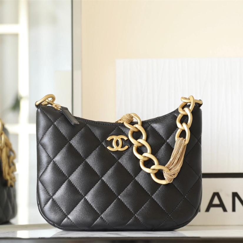 Chanel高仿奢侈品腋下包23aHobo系列黑金免檢版