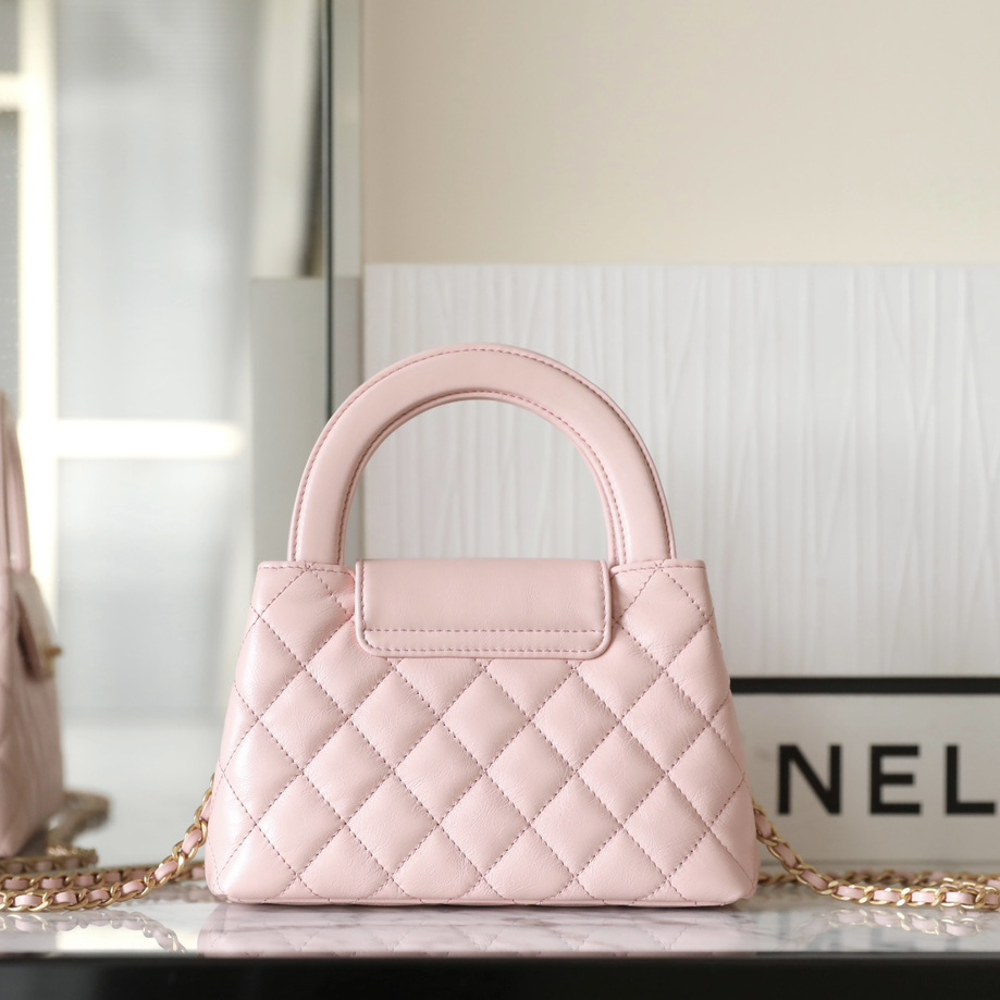 原單Chanel手提單肩包Kelly系列淡粉大號免檢版