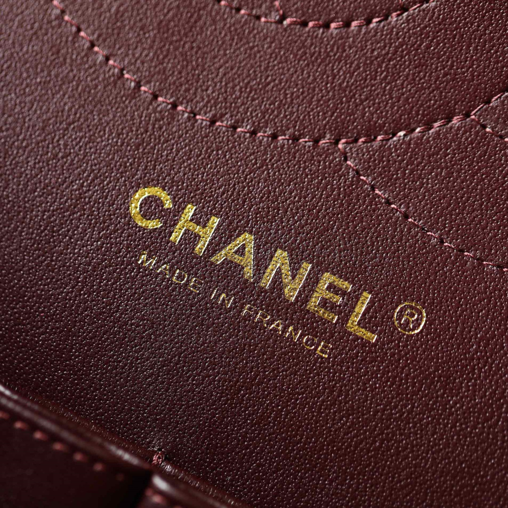 原單Chanel經典款口蓋包魚子醬牛皮黑金大號免檢版
