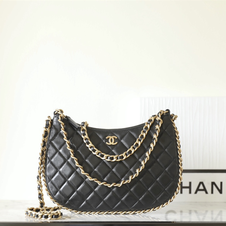 香港高仿包Chanel鏈條單肩包23B系列黑色大號免檢版