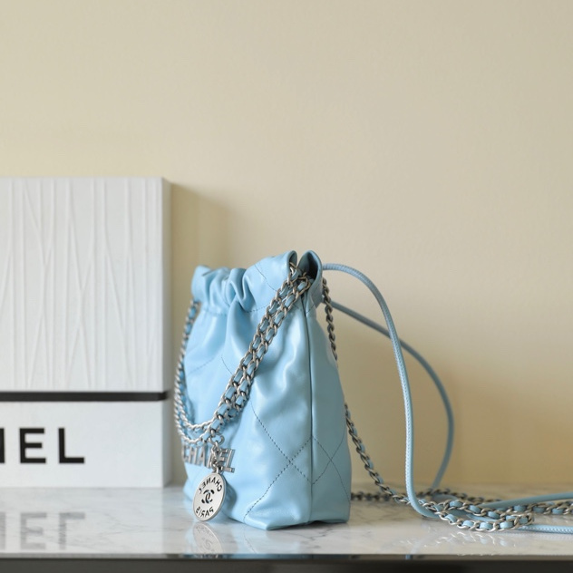 高仿Chanel沙灘袋Mini款奶藍色免檢版