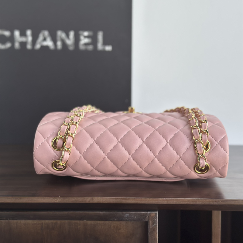 高仿正品級別Chanel小羊皮口蓋包淺粉色免檢版