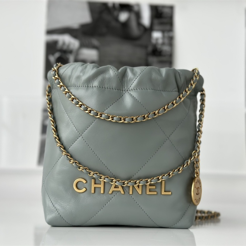 高仿Chanel23S系列霧霾藍Mini購物袋金扣免檢版