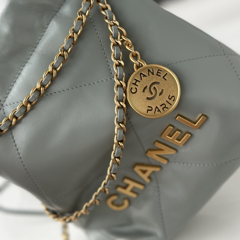 高仿Chanel23S系列霧霾藍Mini購物袋金扣免檢版