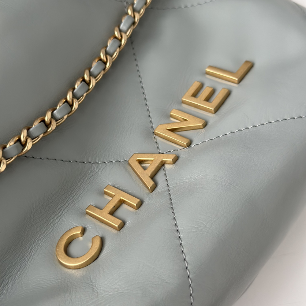 高仿Chanel23S系列霧霾藍Mini購物袋金扣免檢版