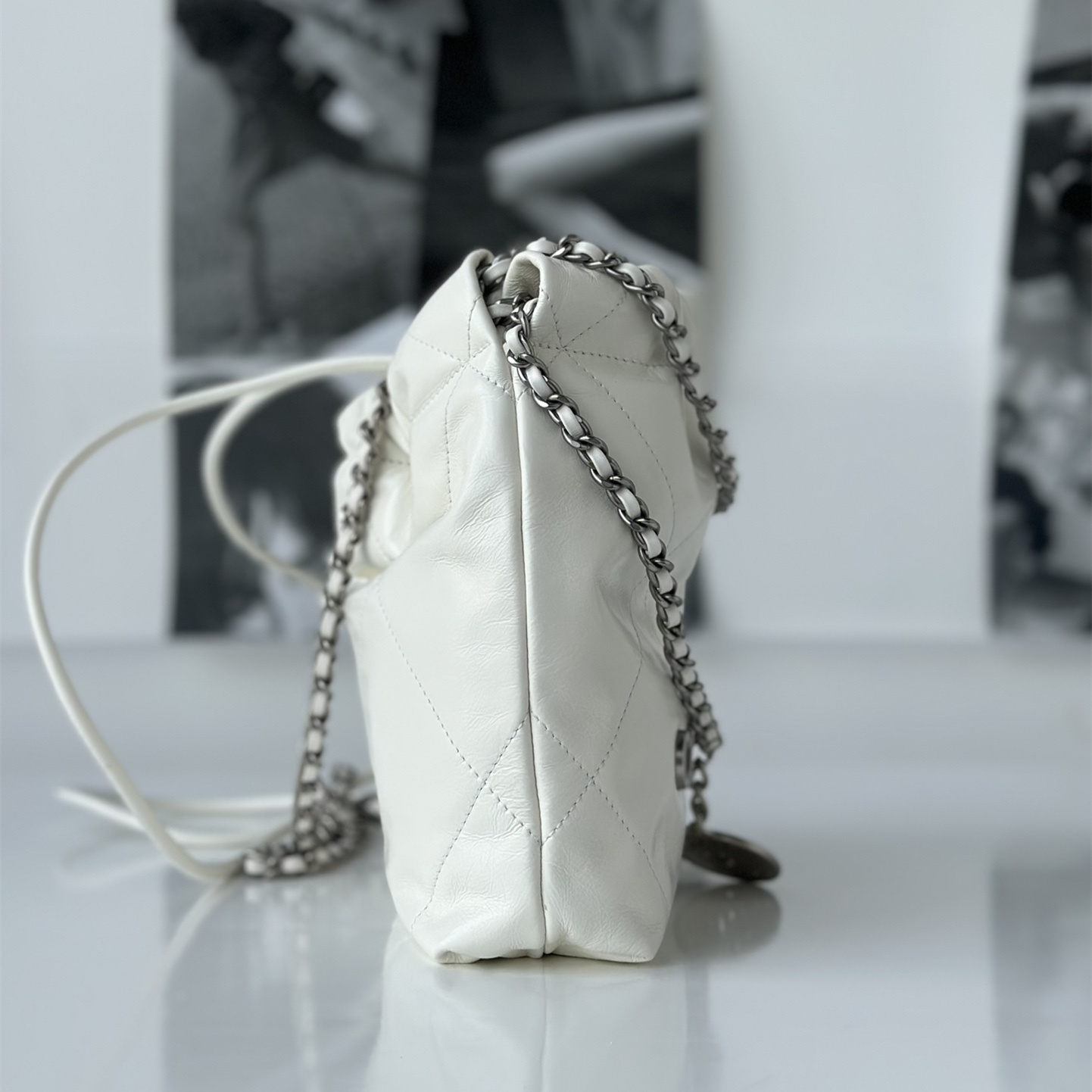 高仿Chanel23S系列白色小牛皮Mini購物袋免檢版