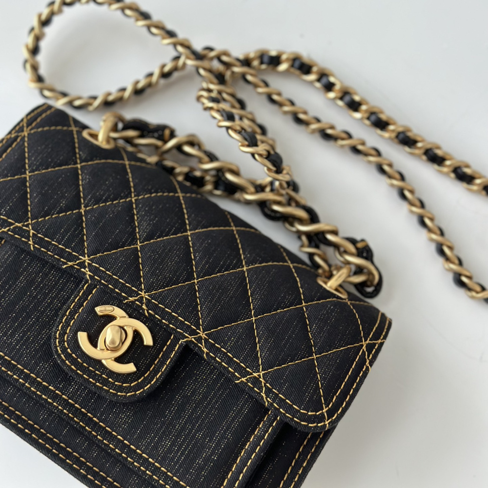 復刻Chanel23S新款丹寧牛仔郵差包免檢版