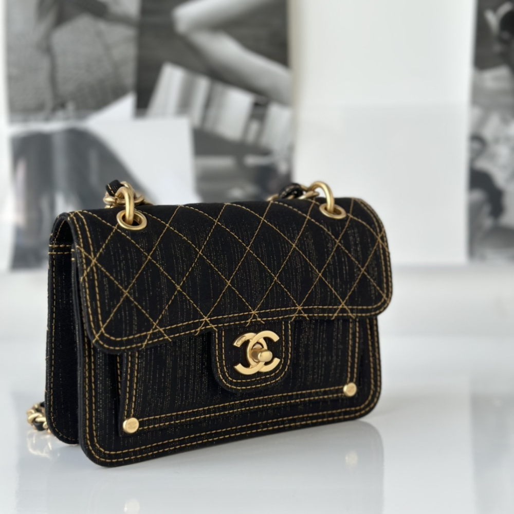 復刻Chanel23S新款丹寧牛仔郵差包免檢版
