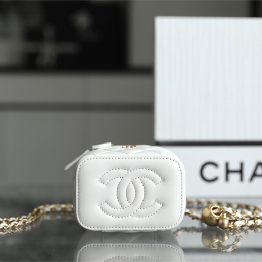 超A奢侈品Chanel小羊皮化妝包白免檢版