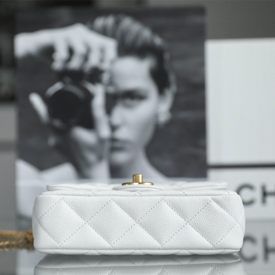 高仿Chanel23P系列白色口蓋包小號免檢版