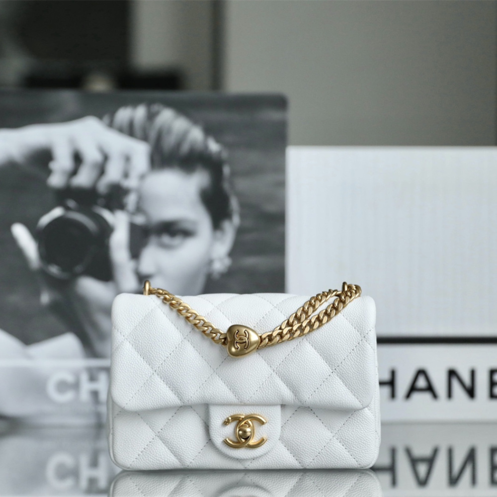 高仿Chanel23P系列白色口蓋包小號免檢版