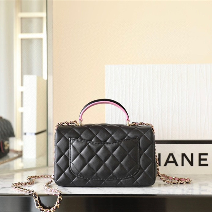 高仿Chanel23P系列黑粉雙拼口蓋包免檢版
