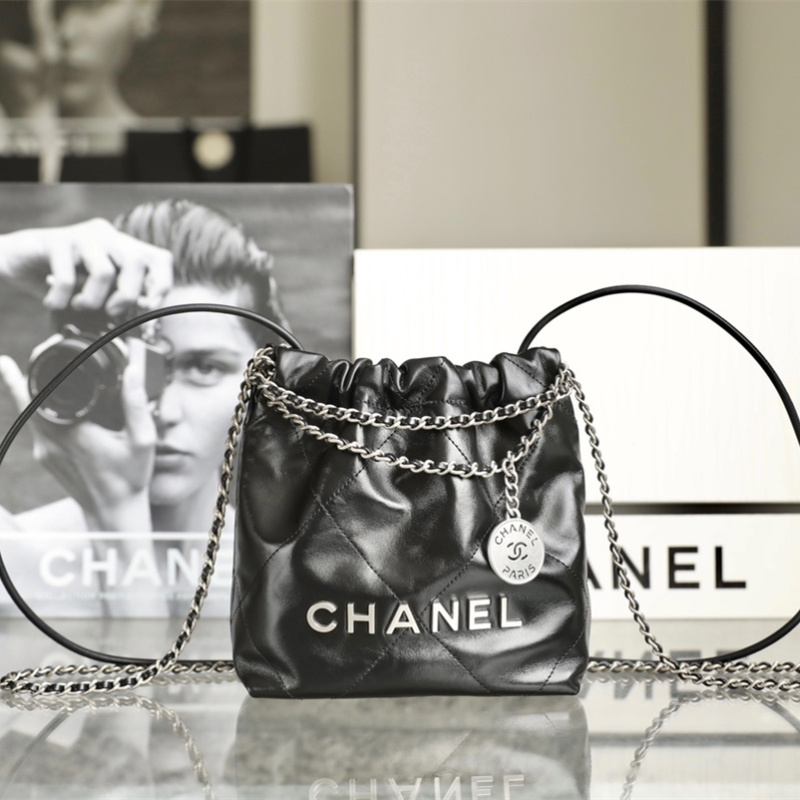 香港高仿香奈兒官網Chanel23S黑色Mini購物袋免檢版