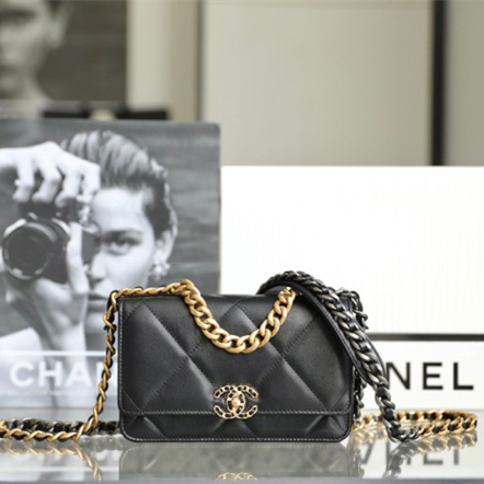 高仿Chanel23P系列雙拼色鏈條簡單黑金免檢版