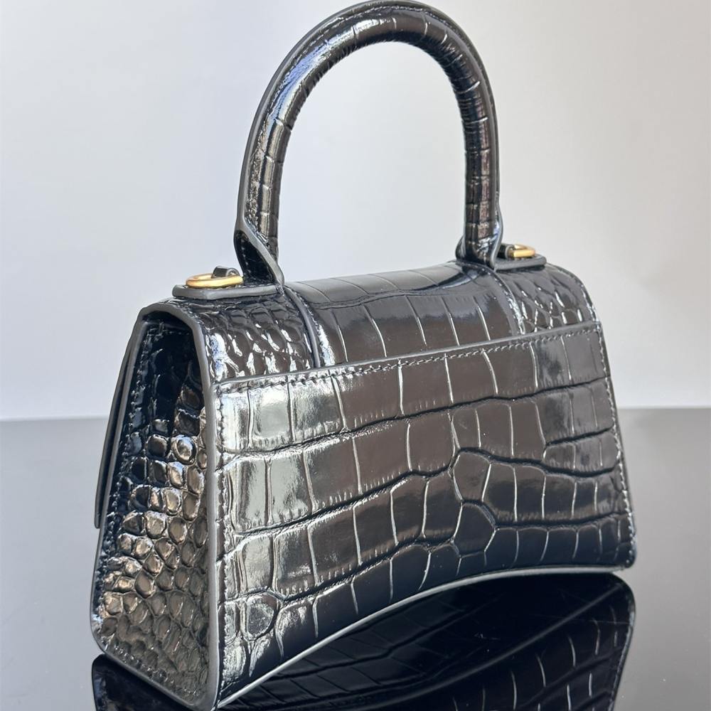 高仿BalenciagaHourglass系列鱷魚皮沙漏包XS