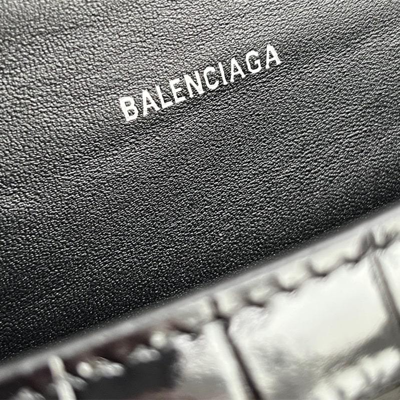 高仿BalenciagaHourglass系列鱷魚皮手拎袋XS