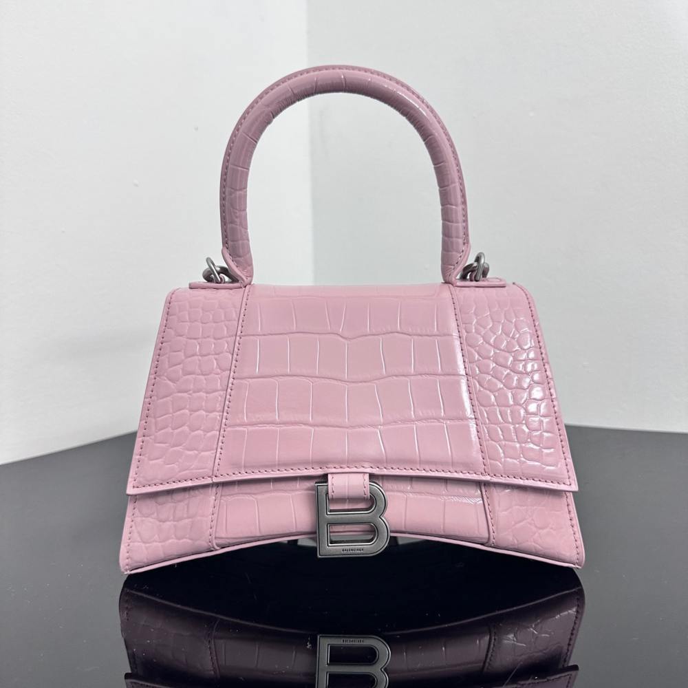高仿Balenciaga*Hourglass系列鱷魚皮粉色S