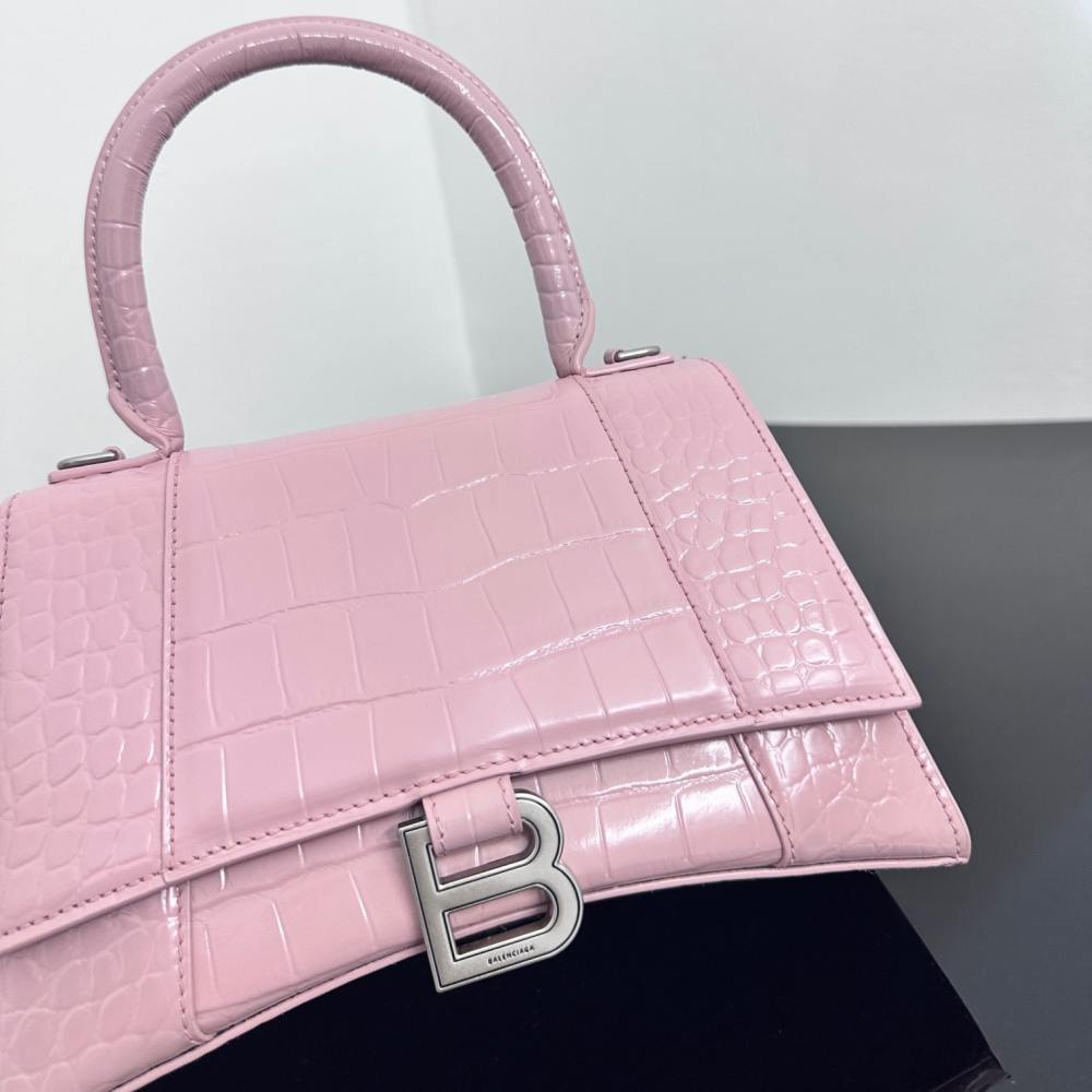 高仿Balenciaga*Hourglass系列鱷魚皮粉色S