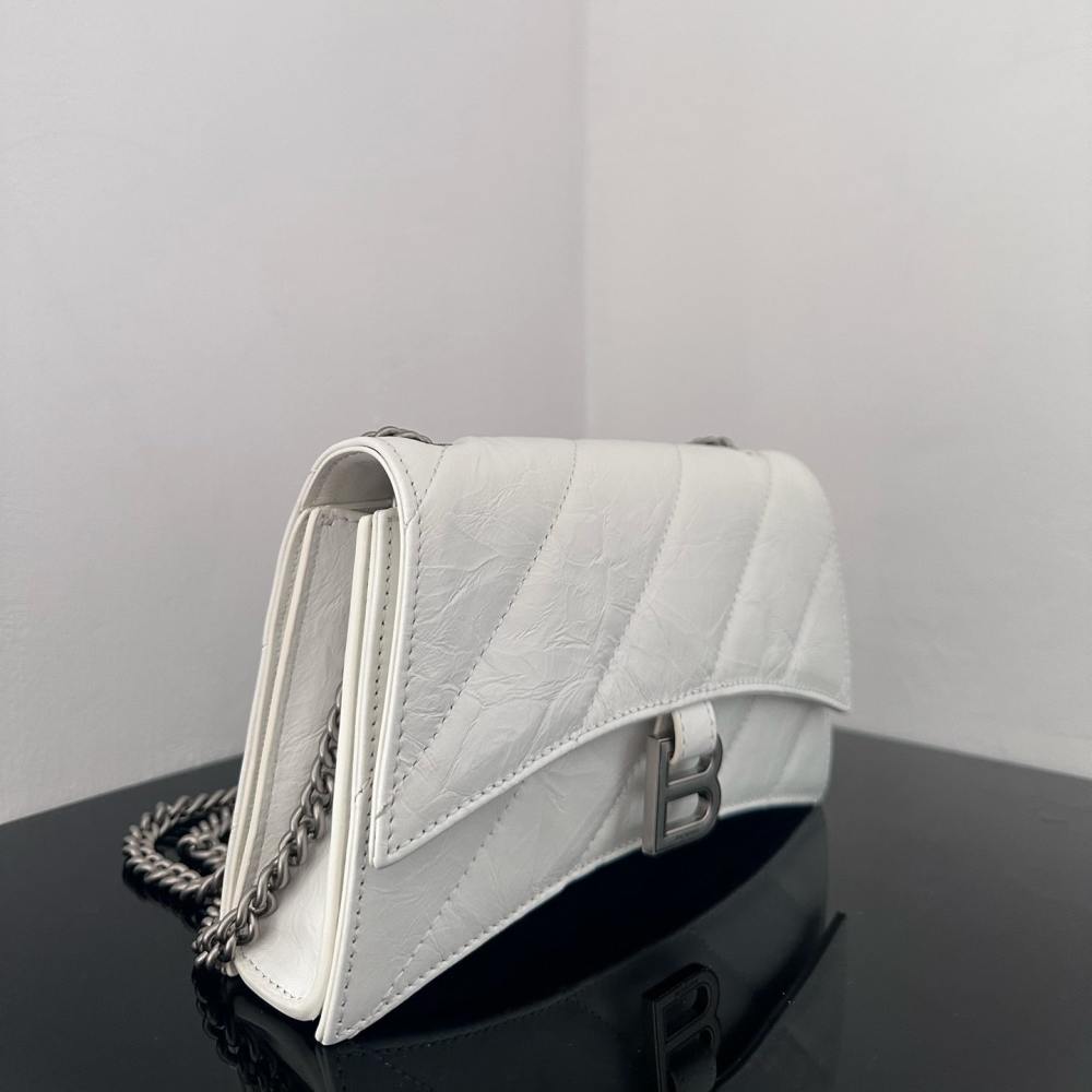 高仿Balenciaga*Crush系列衍縫線小牛皮白色XS
