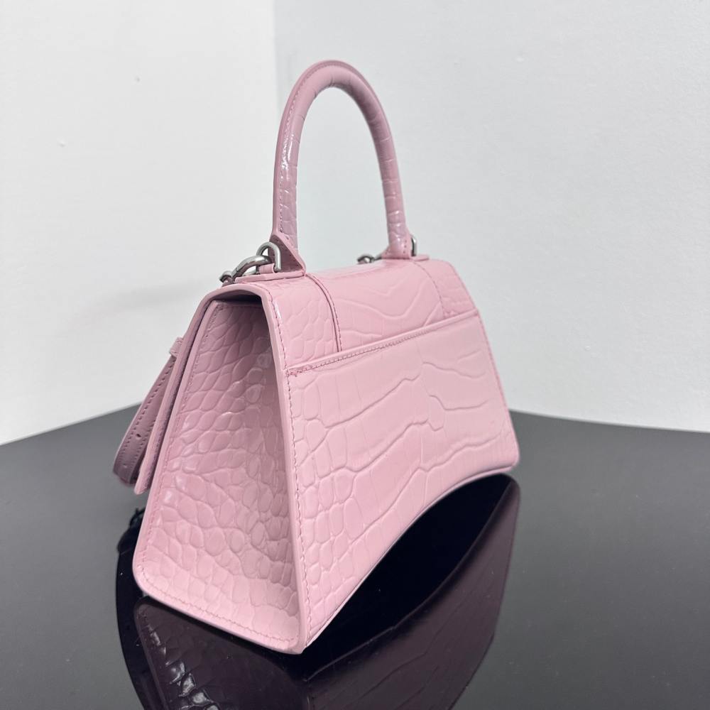高仿Balenciaga*Hourglass系列鱷魚皮粉色S