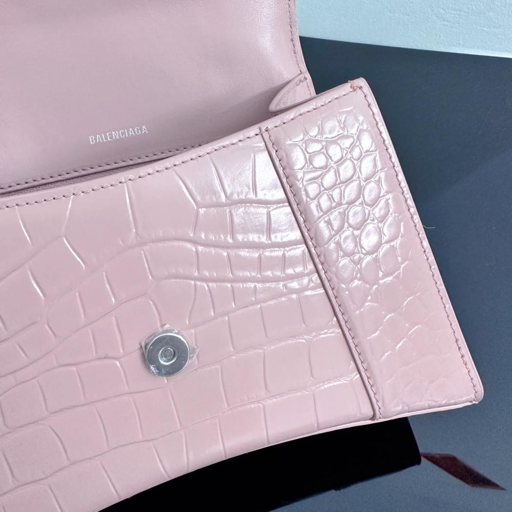 高仿Balenciaga*Hourglass系列鱷魚皮粉色S