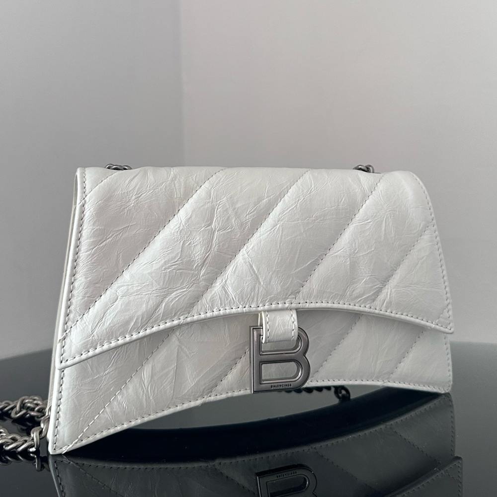 高仿Balenciaga*Crush系列衍縫線小牛皮白色XS