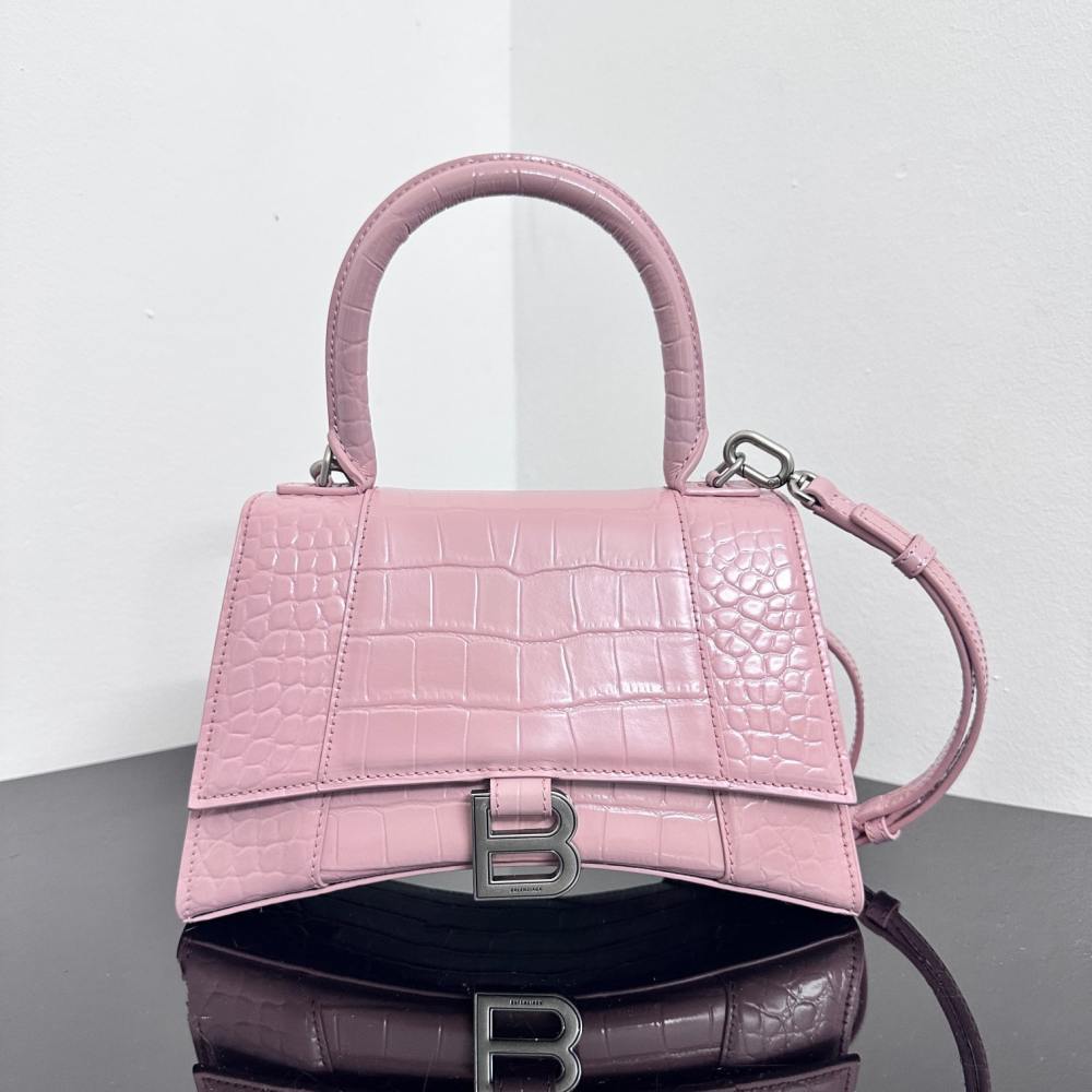 高仿Balenciaga*Hourglass系列鱷魚皮粉色S