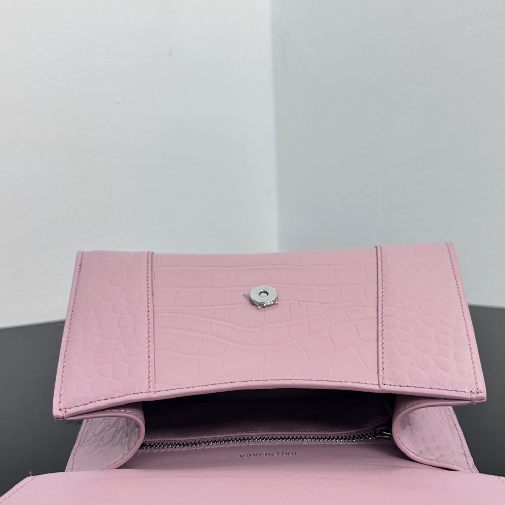 高仿Balenciaga*Hourglass系列鱷魚皮粉色S