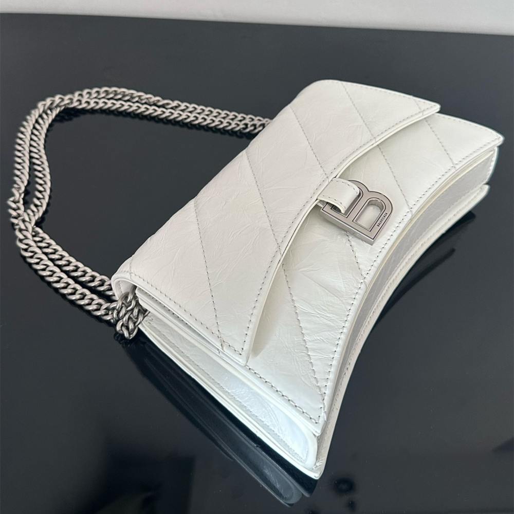高仿Balenciaga*Crush系列衍縫線小牛皮白色XS