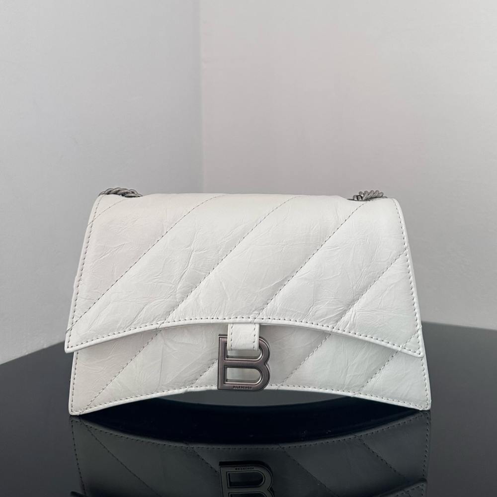 高仿Balenciaga*Crush系列衍縫線小牛皮白色XS