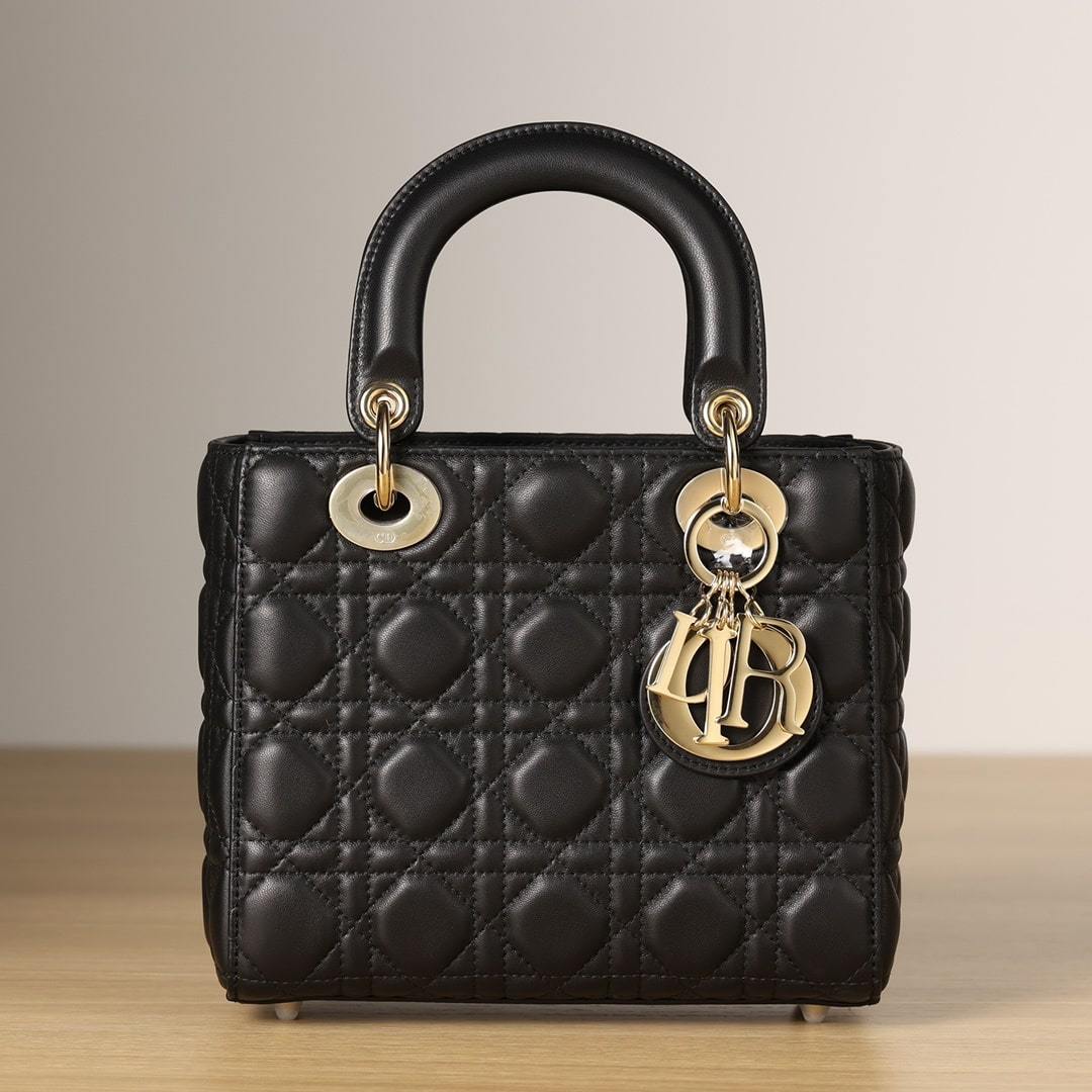 高仿Dior*LadyDiorMyABCDior系列小羊皮黑色手拎袋